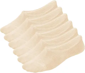 WHISPER DEER No Show Liner Socks Women - (Size 4-7/7-10/10-13) Low cut Invisible Cotton Sneaker Socks with Non Slip Grips