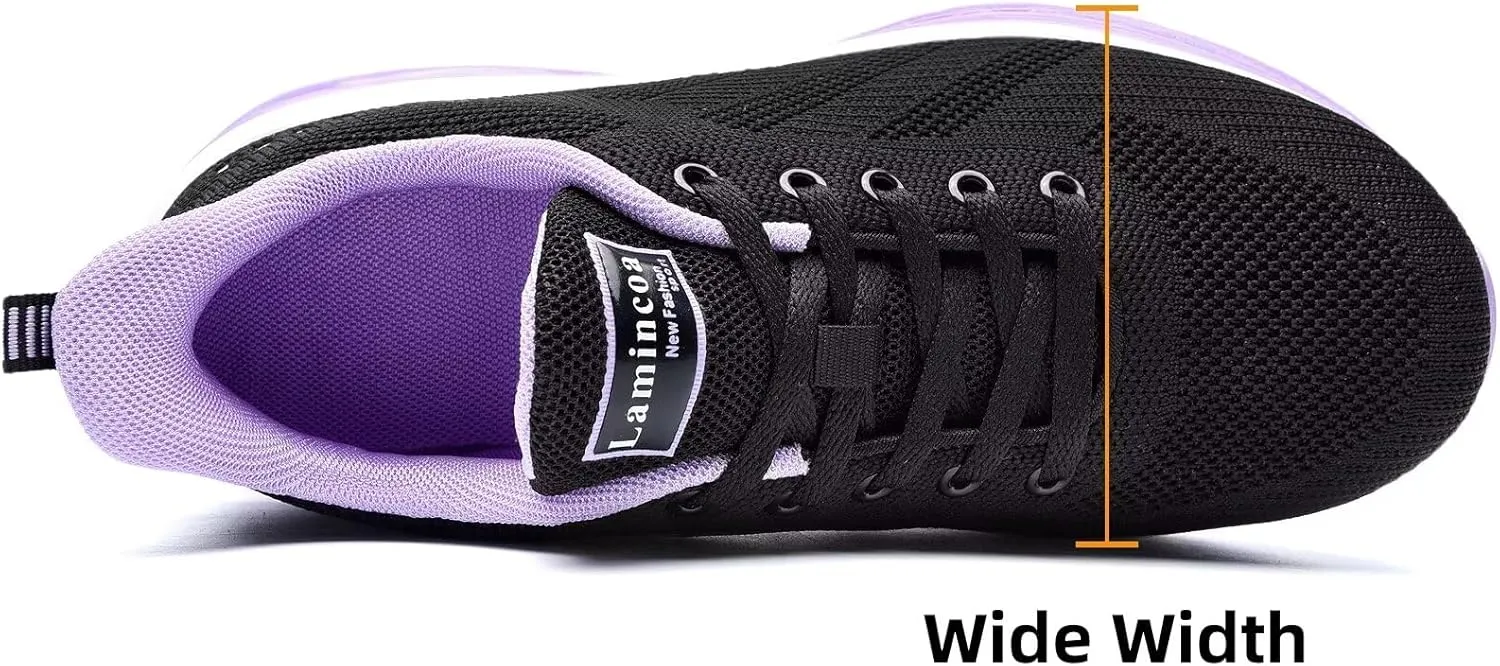 Wide Width Womens Sneakers Air Cushion Running Shoes Walking Tennis Shoes for Women
