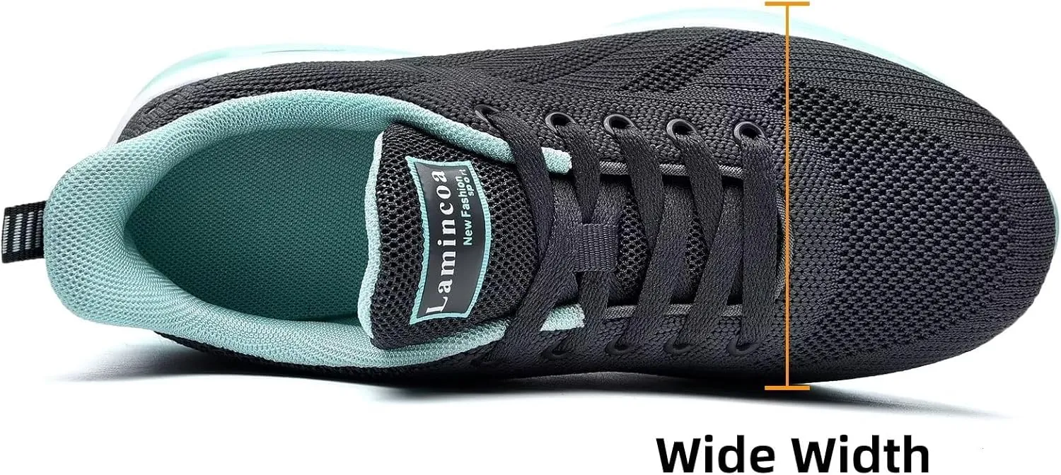 Wide Width Womens Sneakers Air Cushion Running Shoes Walking Tennis Shoes for Women