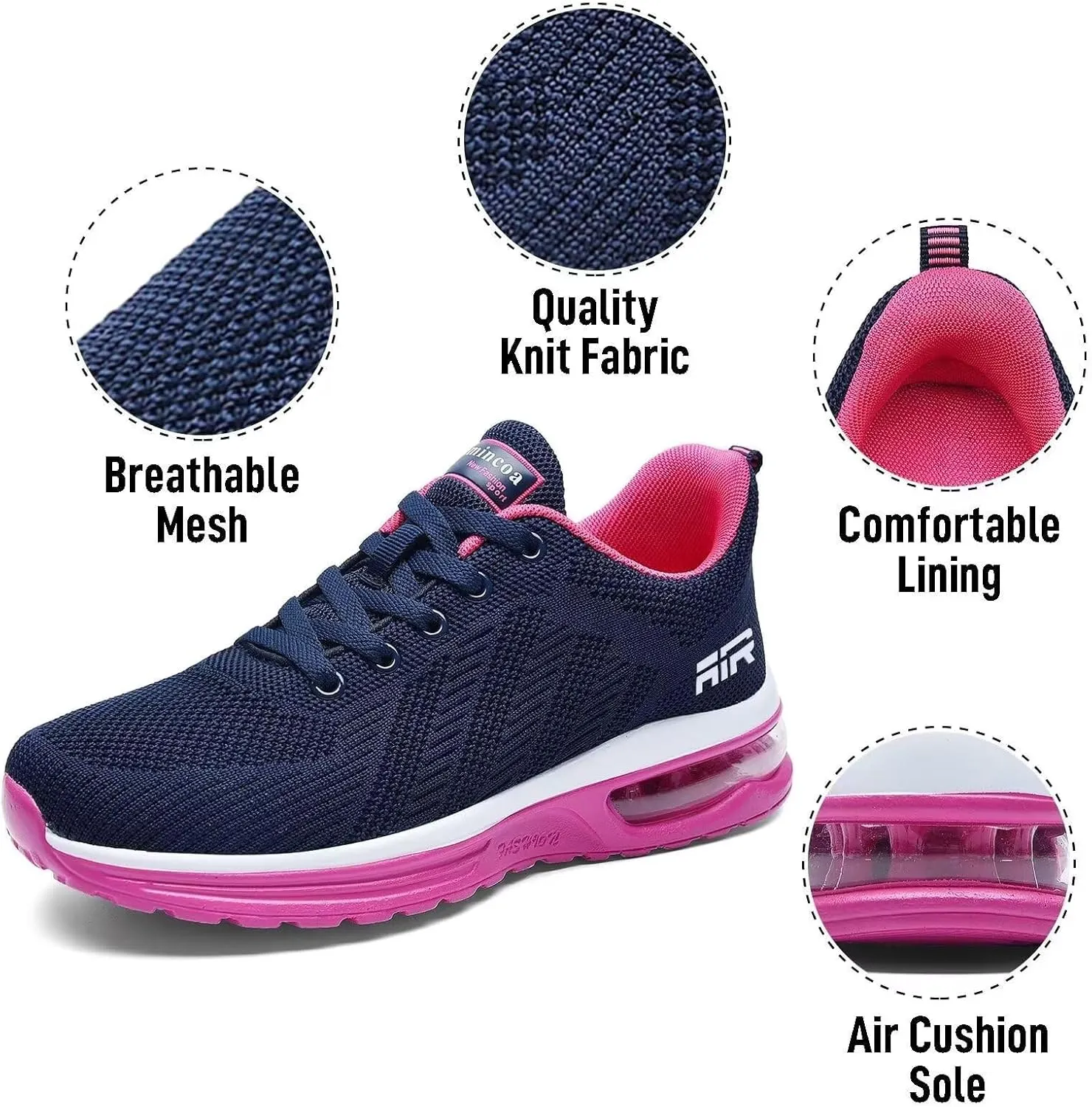 Wide Width Womens Sneakers Air Cushion Running Shoes Walking Tennis Shoes for Women