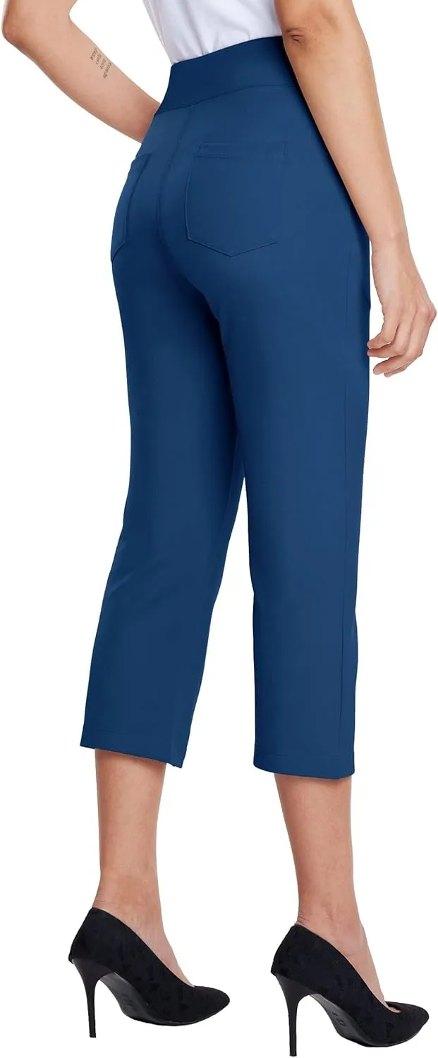 Willit Women's Capri Pants Dress Yoga Capri Stretch Business Work Casual Capris Straight Leg Office Pants 21"