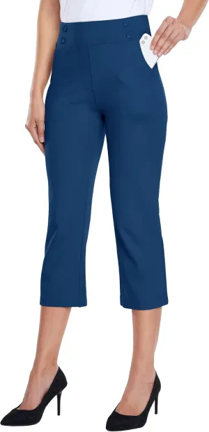 Willit Women's Capri Pants Dress Yoga Capri Stretch Business Work Casual Capris Straight Leg Office Pants 21"