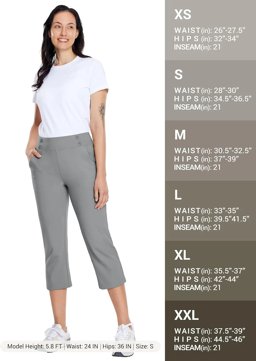Willit Women's Capri Pants Dress Yoga Capri Stretch Business Work Casual Capris Straight Leg Office Pants 21"