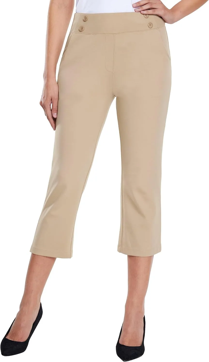 Willit Women's Capri Pants Dress Yoga Capri Stretch Business Work Casual Capris Straight Leg Office Pants 21"