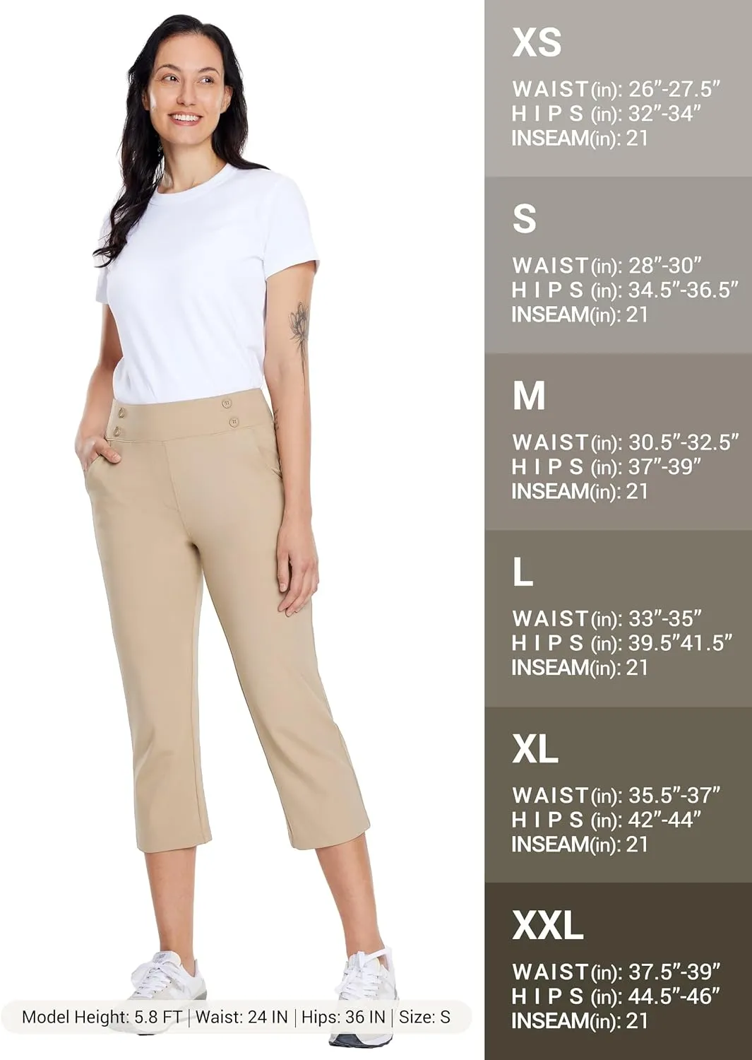 Willit Women's Capri Pants Dress Yoga Capri Stretch Business Work Casual Capris Straight Leg Office Pants 21"
