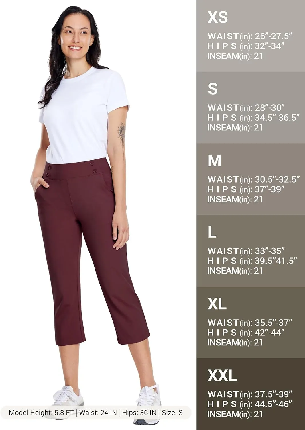 Willit Women's Capri Pants Dress Yoga Capri Stretch Business Work Casual Capris Straight Leg Office Pants 21"