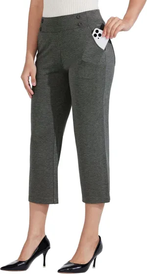 Willit Women's Capri Pants Dress Yoga Capri Stretch Business Work Casual Capris Straight Leg Office Pants 21"