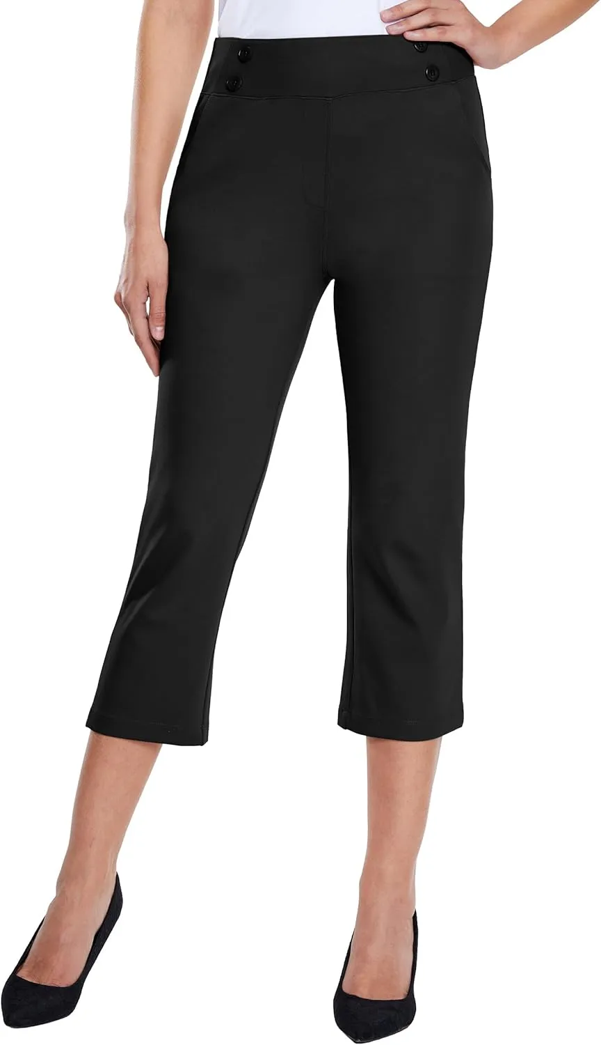 Willit Women's Capri Pants Dress Yoga Capri Stretch Business Work Casual Capris Straight Leg Office Pants 21"