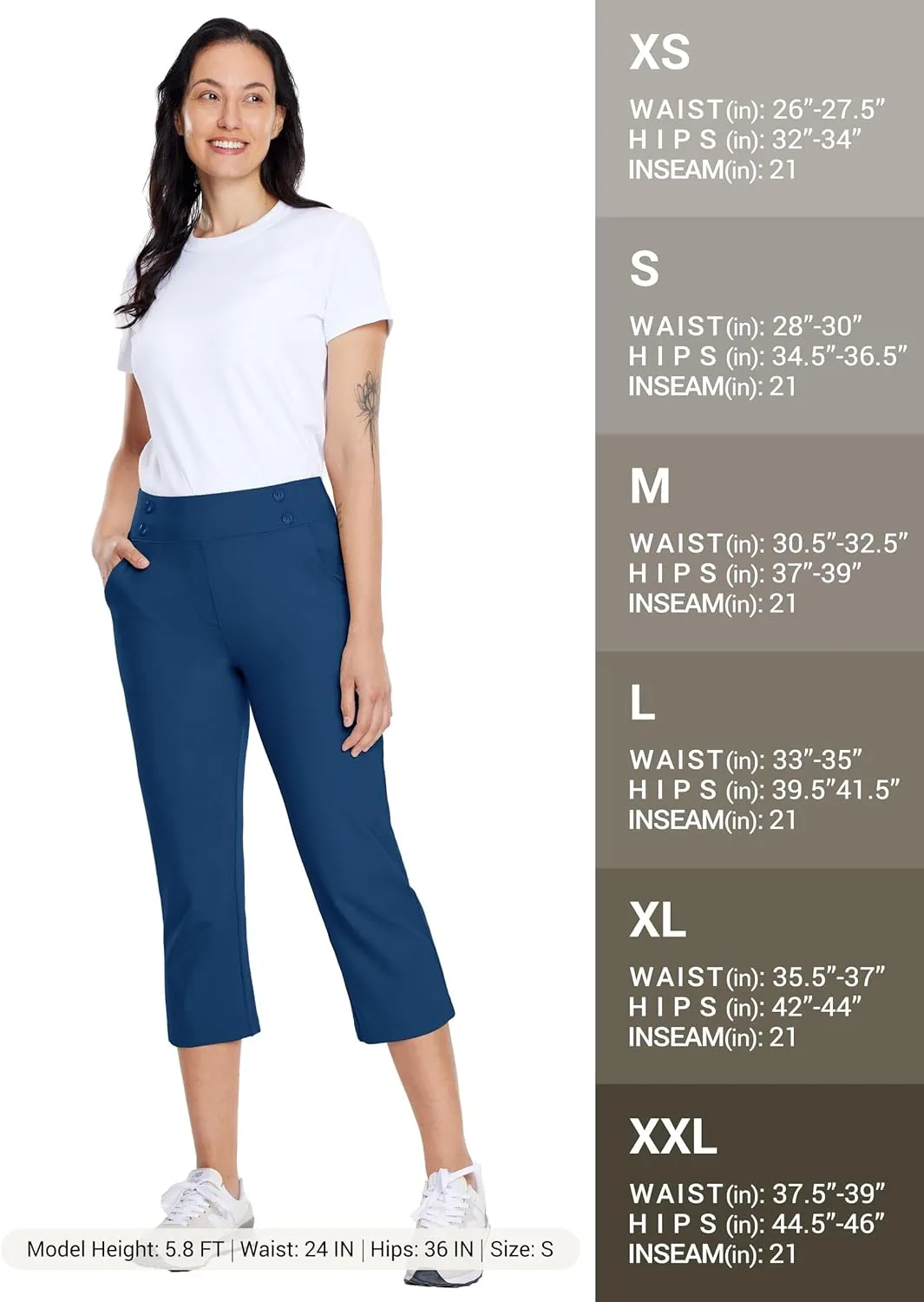 Willit Women's Capri Pants Dress Yoga Capri Stretch Business Work Casual Capris Straight Leg Office Pants 21"