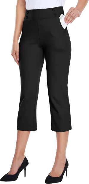 Willit Women's Capri Pants Dress Yoga Capri Stretch Business Work Casual Capris Straight Leg Office Pants 21"