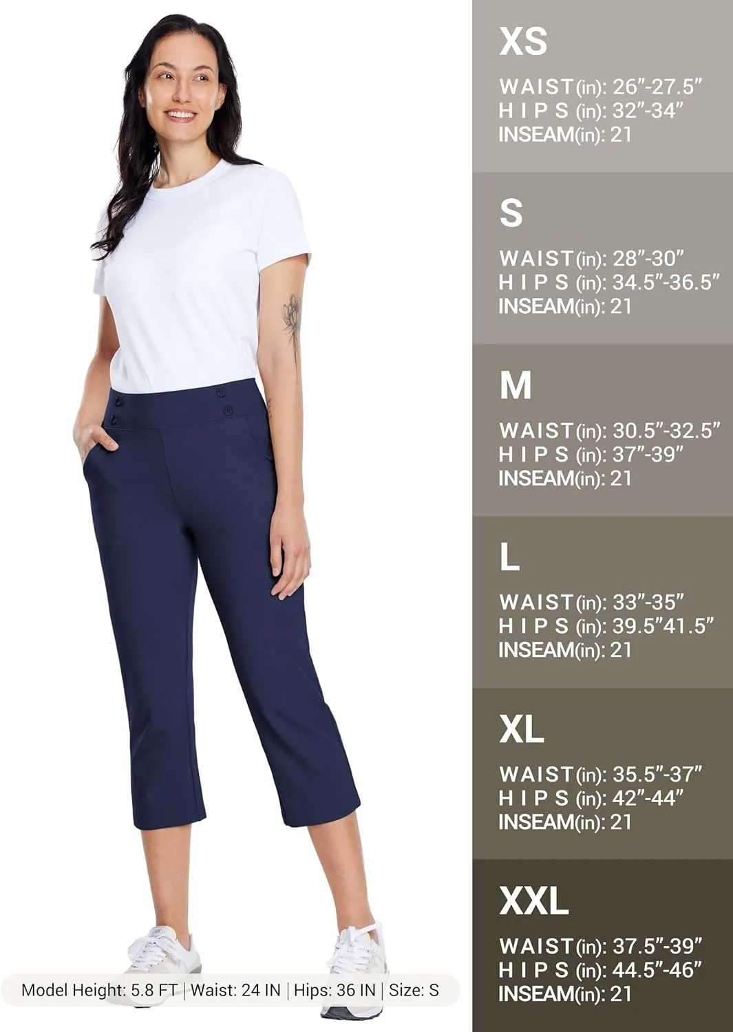 Willit Women's Capri Pants Dress Yoga Capri Stretch Business Work Casual Capris Straight Leg Office Pants 21"