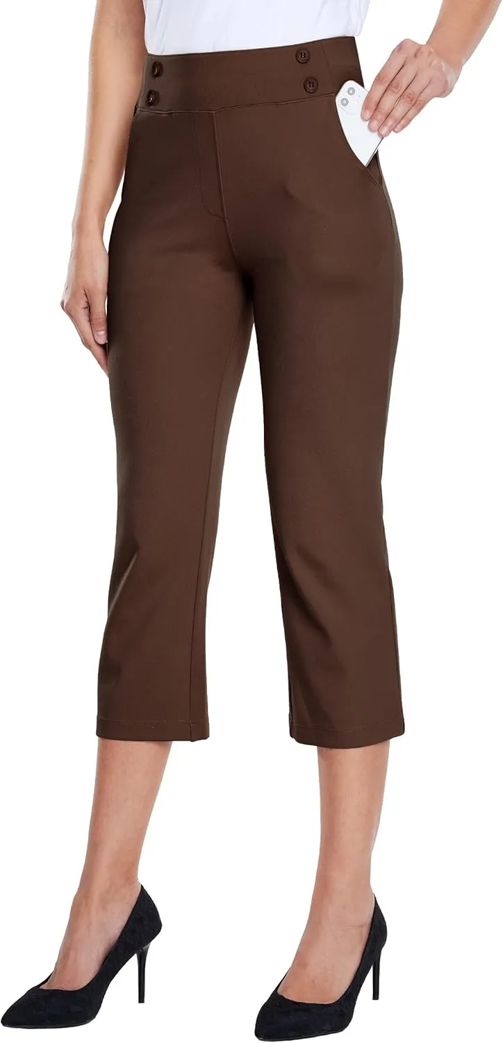 Willit Women's Capri Pants Dress Yoga Capri Stretch Business Work Casual Capris Straight Leg Office Pants 21"