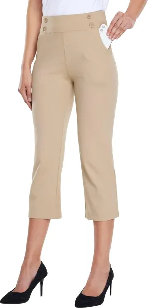 Willit Women's Capri Pants Dress Yoga Capri Stretch Business Work Casual Capris Straight Leg Office Pants 21"