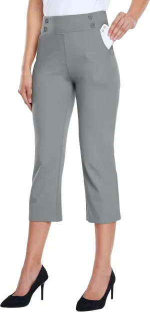 Willit Women's Capri Pants Dress Yoga Capri Stretch Business Work Casual Capris Straight Leg Office Pants 21"