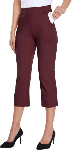 Willit Women's Capri Pants Dress Yoga Capri Stretch Business Work Casual Capris Straight Leg Office Pants 21"
