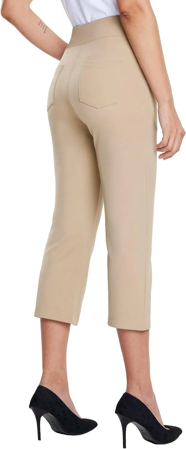 Willit Women's Capri Pants Dress Yoga Capri Stretch Business Work Casual Capris Straight Leg Office Pants 21"