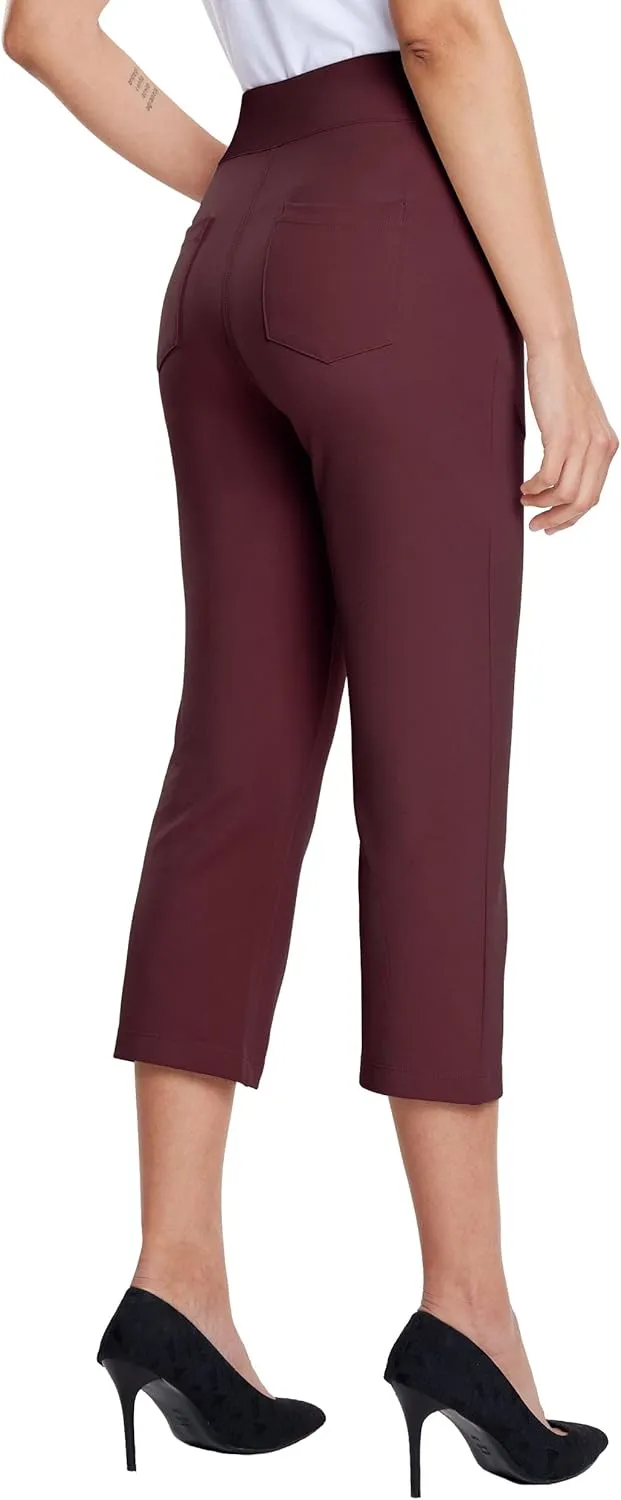 Willit Women's Capri Pants Dress Yoga Capri Stretch Business Work Casual Capris Straight Leg Office Pants 21"