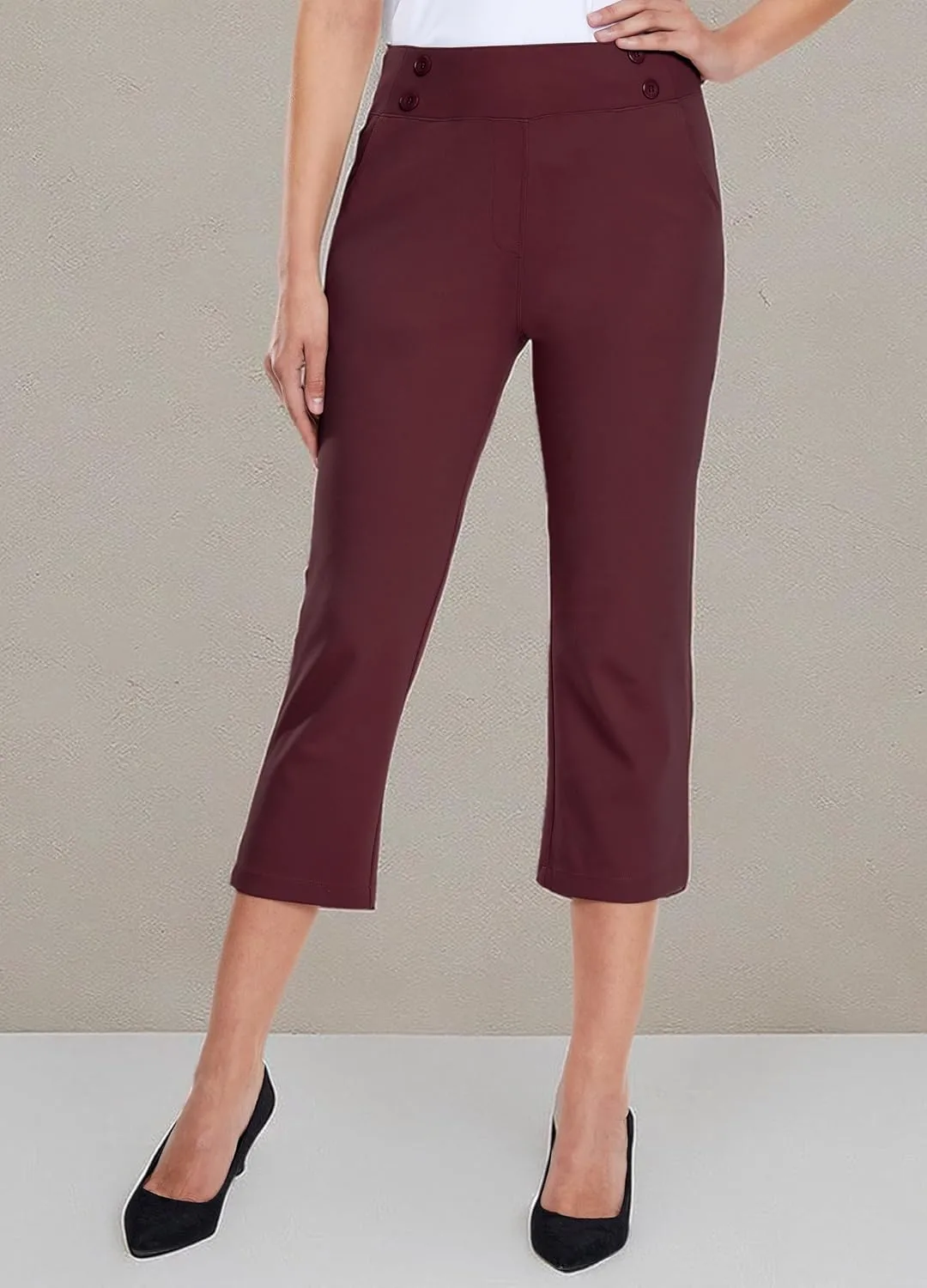 Willit Women's Capri Pants Dress Yoga Capri Stretch Business Work Casual Capris Straight Leg Office Pants 21"