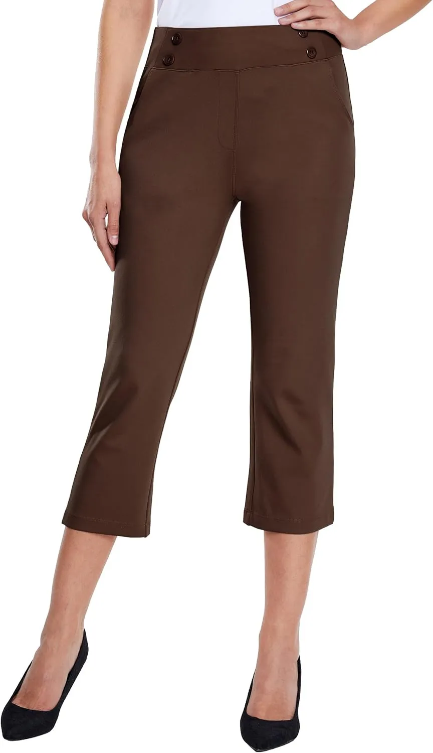 Willit Women's Capri Pants Dress Yoga Capri Stretch Business Work Casual Capris Straight Leg Office Pants 21"