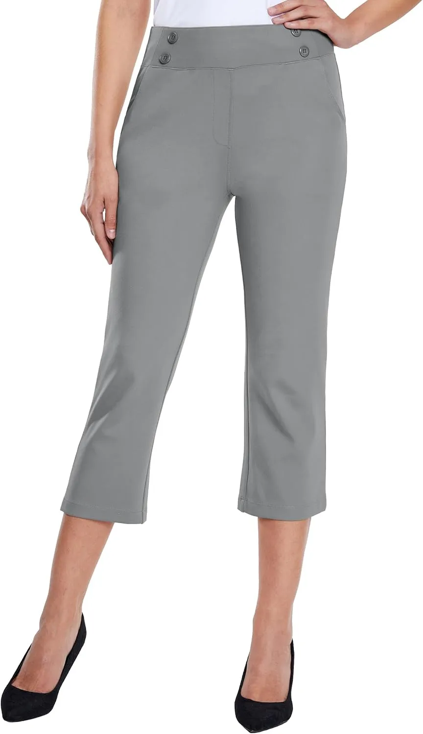 Willit Women's Capri Pants Dress Yoga Capri Stretch Business Work Casual Capris Straight Leg Office Pants 21"
