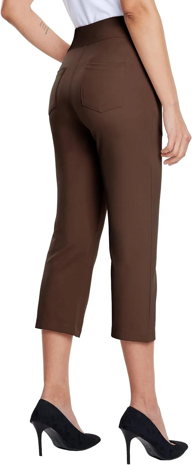 Willit Women's Capri Pants Dress Yoga Capri Stretch Business Work Casual Capris Straight Leg Office Pants 21"