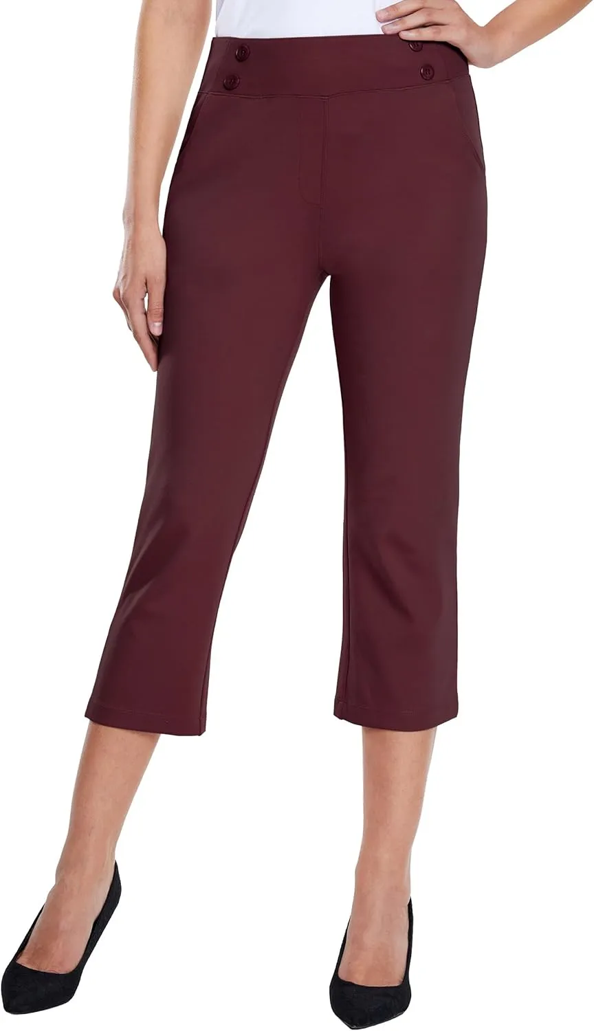 Willit Women's Capri Pants Dress Yoga Capri Stretch Business Work Casual Capris Straight Leg Office Pants 21"