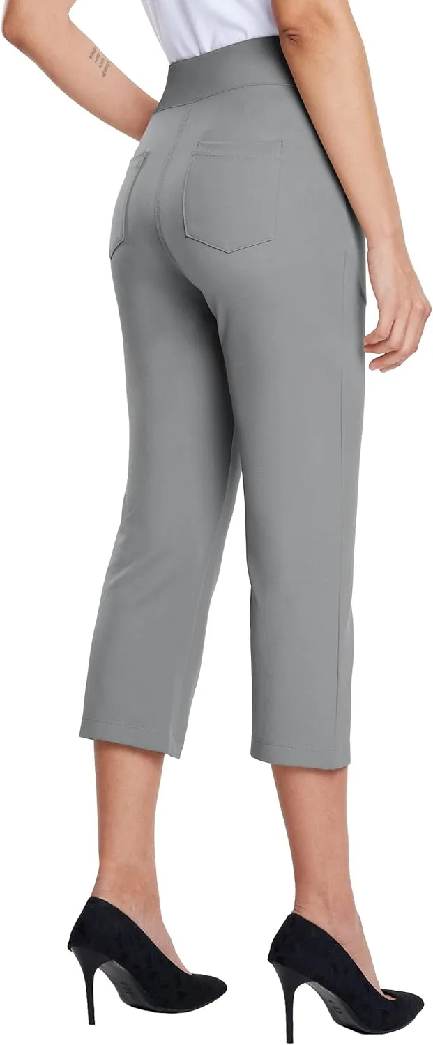 Willit Women's Capri Pants Dress Yoga Capri Stretch Business Work Casual Capris Straight Leg Office Pants 21"