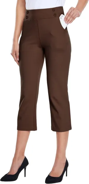 Willit Women's Capri Pants Dress Yoga Capri Stretch Business Work Casual Capris Straight Leg Office Pants 21"