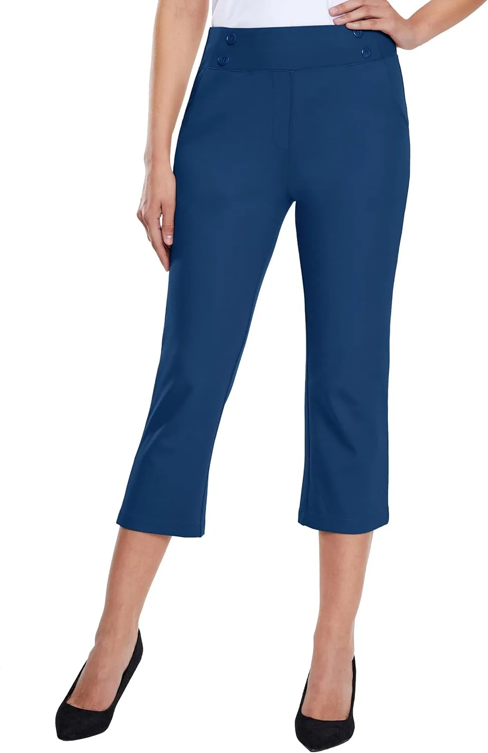 Willit Women's Capri Pants Dress Yoga Capri Stretch Business Work Casual Capris Straight Leg Office Pants 21"