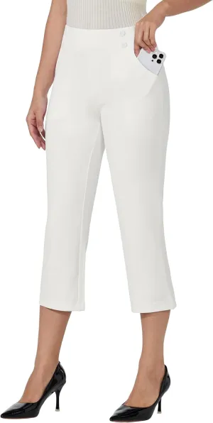 Willit Women's Capri Pants Dress Yoga Capri Stretch Business Work Casual Capris Straight Leg Office Pants 21"