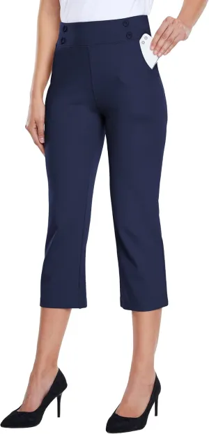 Willit Women's Capri Pants Dress Yoga Capri Stretch Business Work Casual Capris Straight Leg Office Pants 21"
