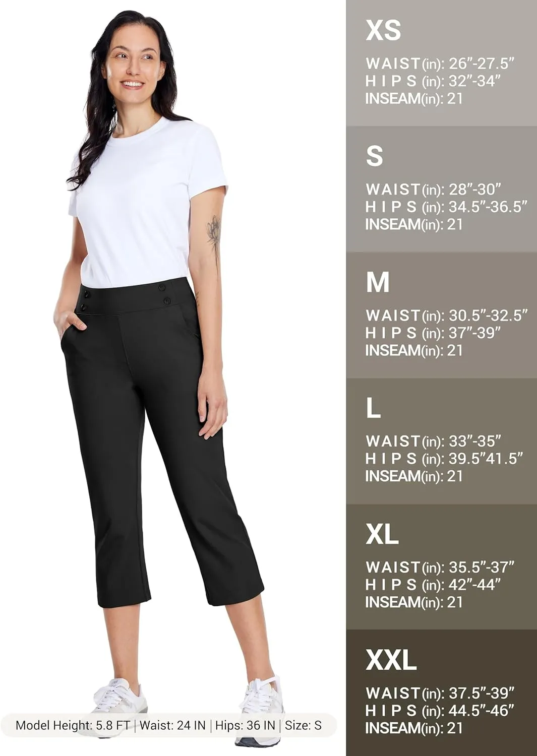 Willit Women's Capri Pants Dress Yoga Capri Stretch Business Work Casual Capris Straight Leg Office Pants 21"