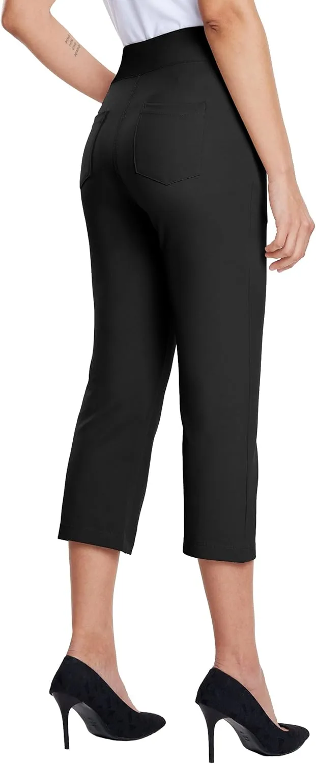 Willit Women's Capri Pants Dress Yoga Capri Stretch Business Work Casual Capris Straight Leg Office Pants 21"