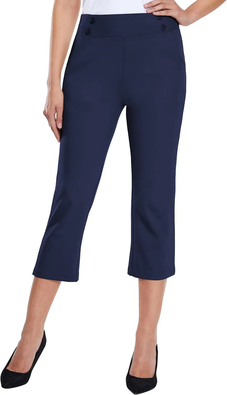 Willit Women's Capri Pants Dress Yoga Capri Stretch Business Work Casual Capris Straight Leg Office Pants 21"