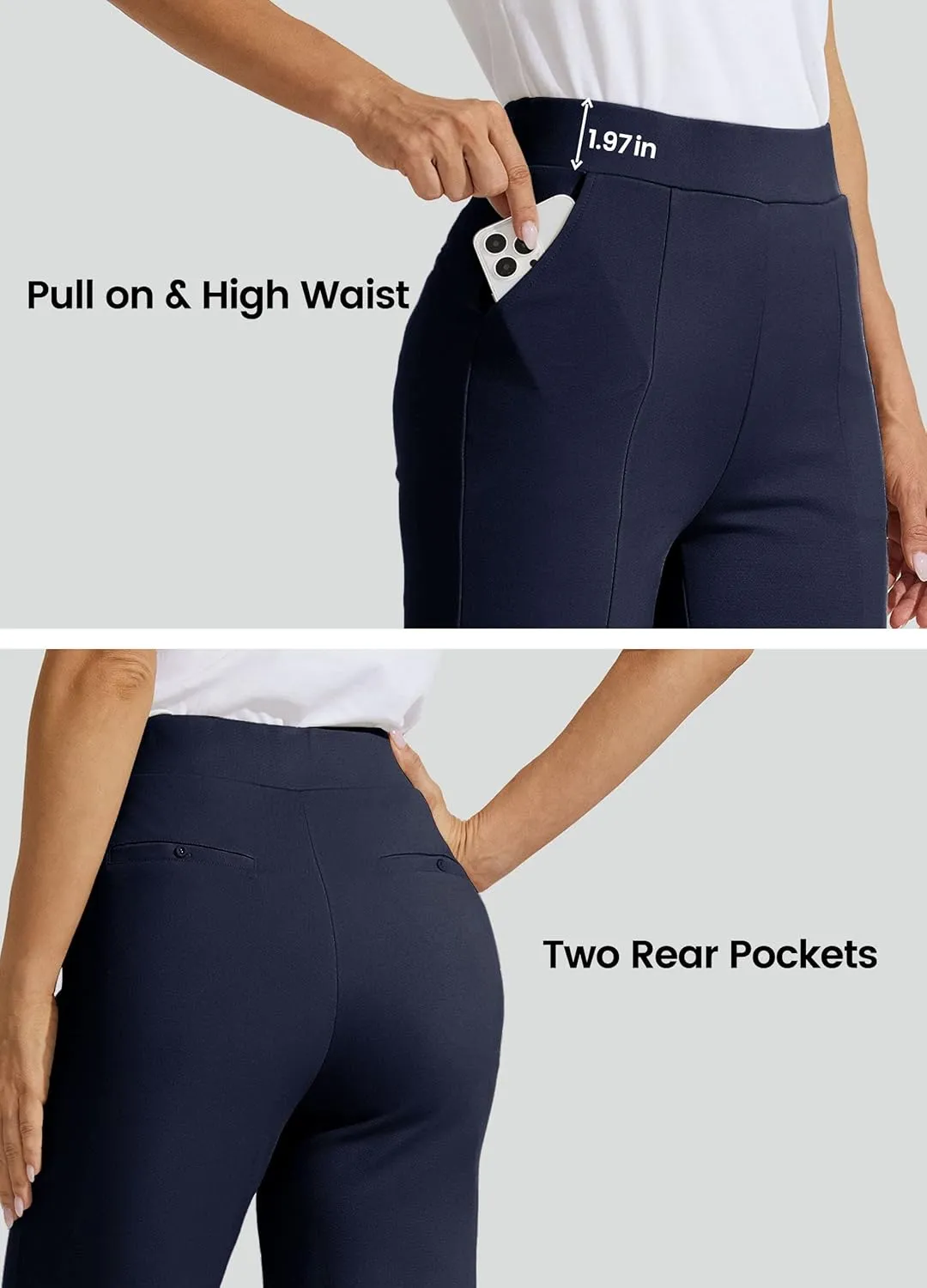 Willit Women's Capri Pants Dress Yoga Pants Wide Leg Business Casual Capris Work Slacks Stretch High Waisted 21"