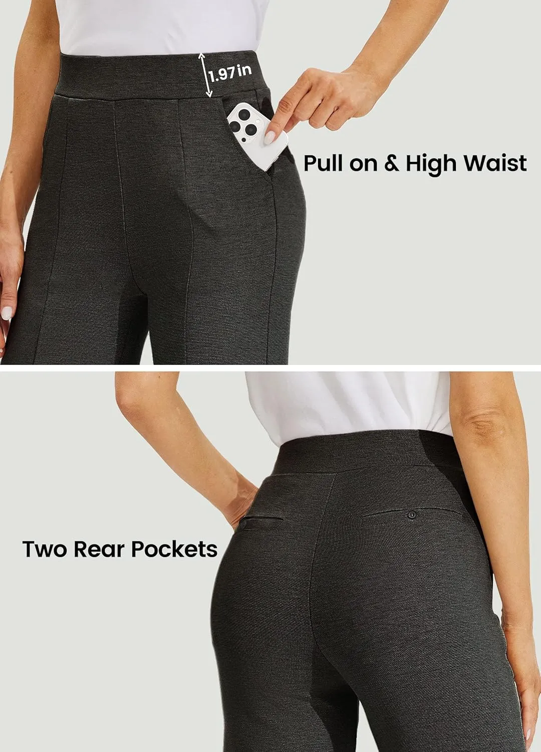Willit Women's Capri Pants Dress Yoga Pants Wide Leg Business Casual Capris Work Slacks Stretch High Waisted 21"