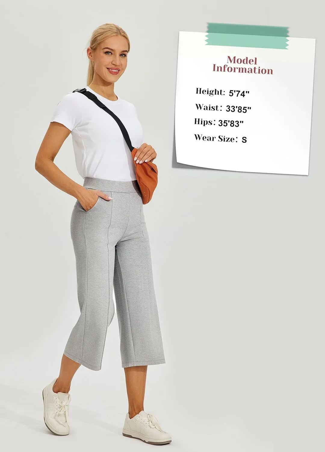Willit Women's Capri Pants Dress Yoga Pants Wide Leg Business Casual Capris Work Slacks Stretch High Waisted 21"