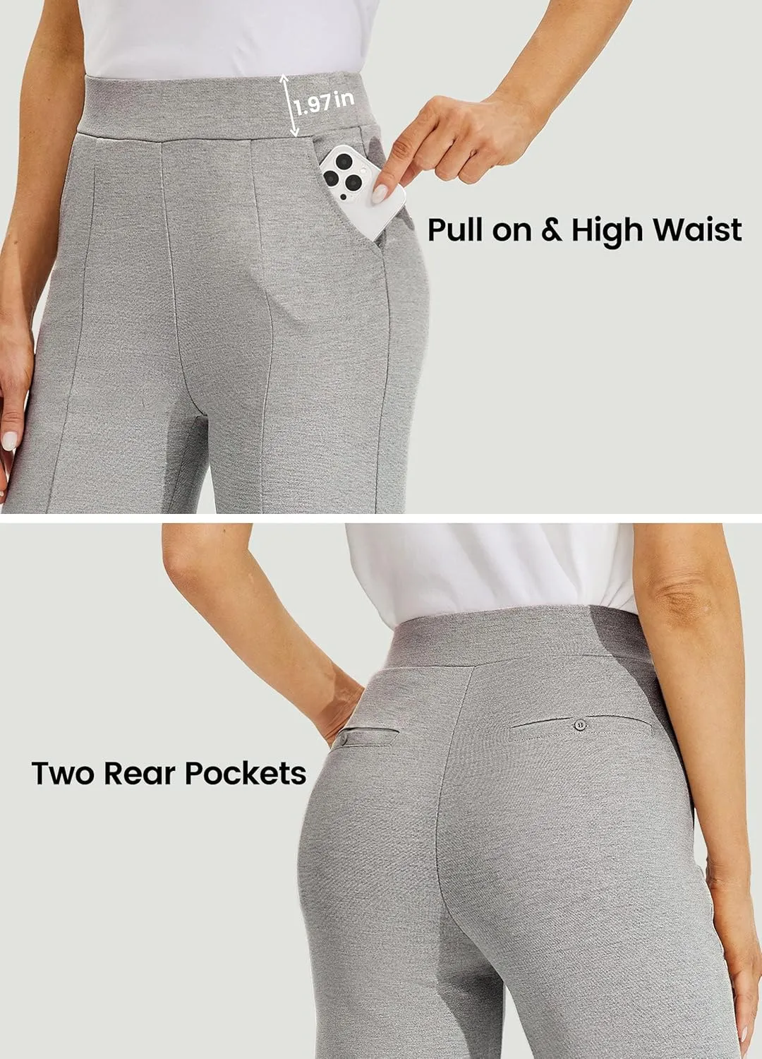 Willit Women's Capri Pants Dress Yoga Pants Wide Leg Business Casual Capris Work Slacks Stretch High Waisted 21"