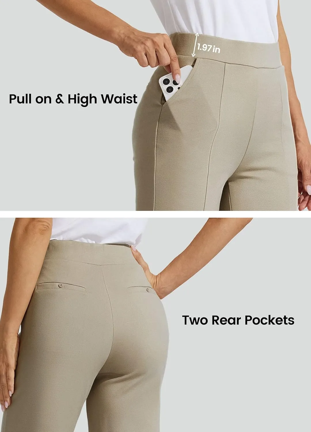 Willit Women's Capri Pants Dress Yoga Pants Wide Leg Business Casual Capris Work Slacks Stretch High Waisted 21"