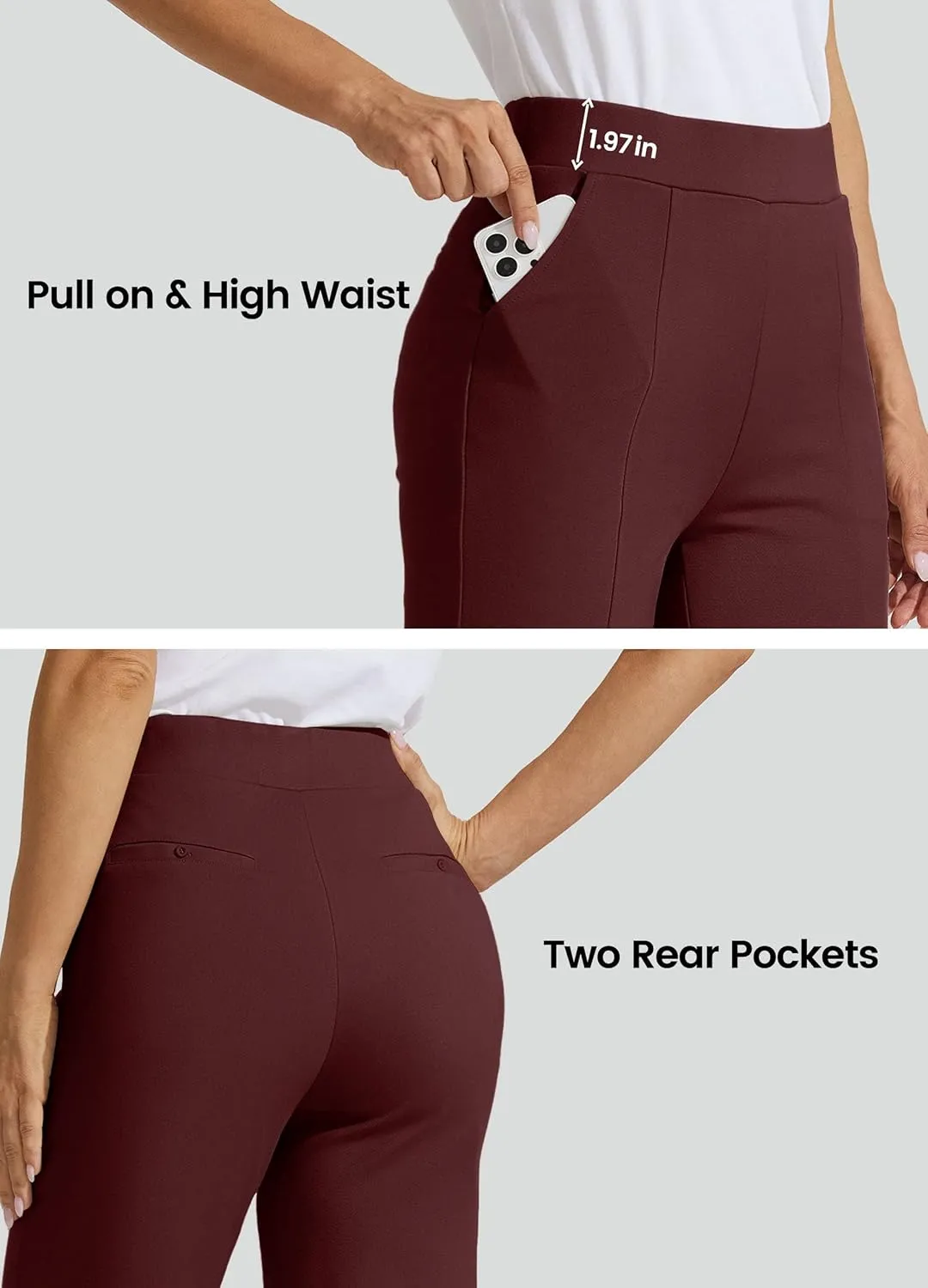 Willit Women's Capri Pants Dress Yoga Pants Wide Leg Business Casual Capris Work Slacks Stretch High Waisted 21"