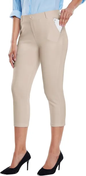 Willit Women's Capri Pants Dress Yoga Work Capri Slacks Stretch Office Business Casual Pants High Waisted 21"