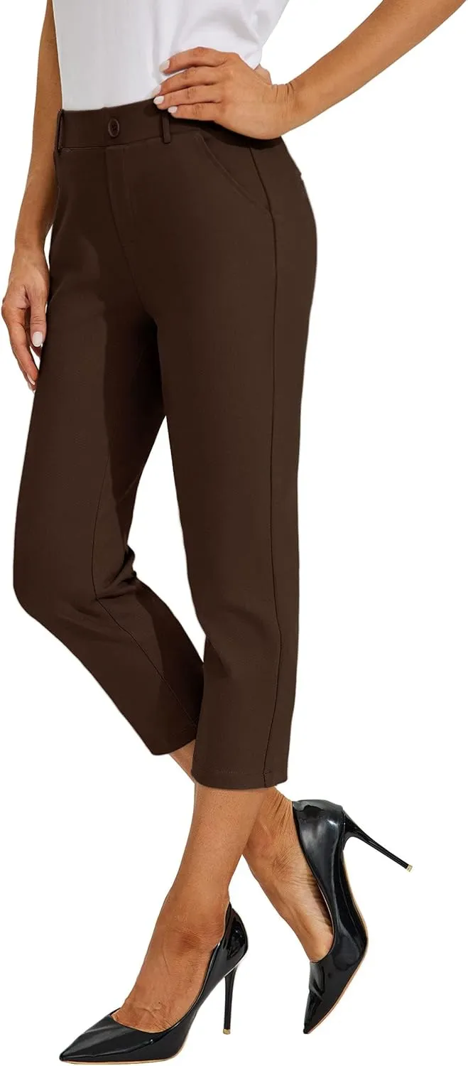 Willit Women's Capri Pants Dress Yoga Work Capri Slacks Stretch Office Business Casual Pants High Waisted 21"