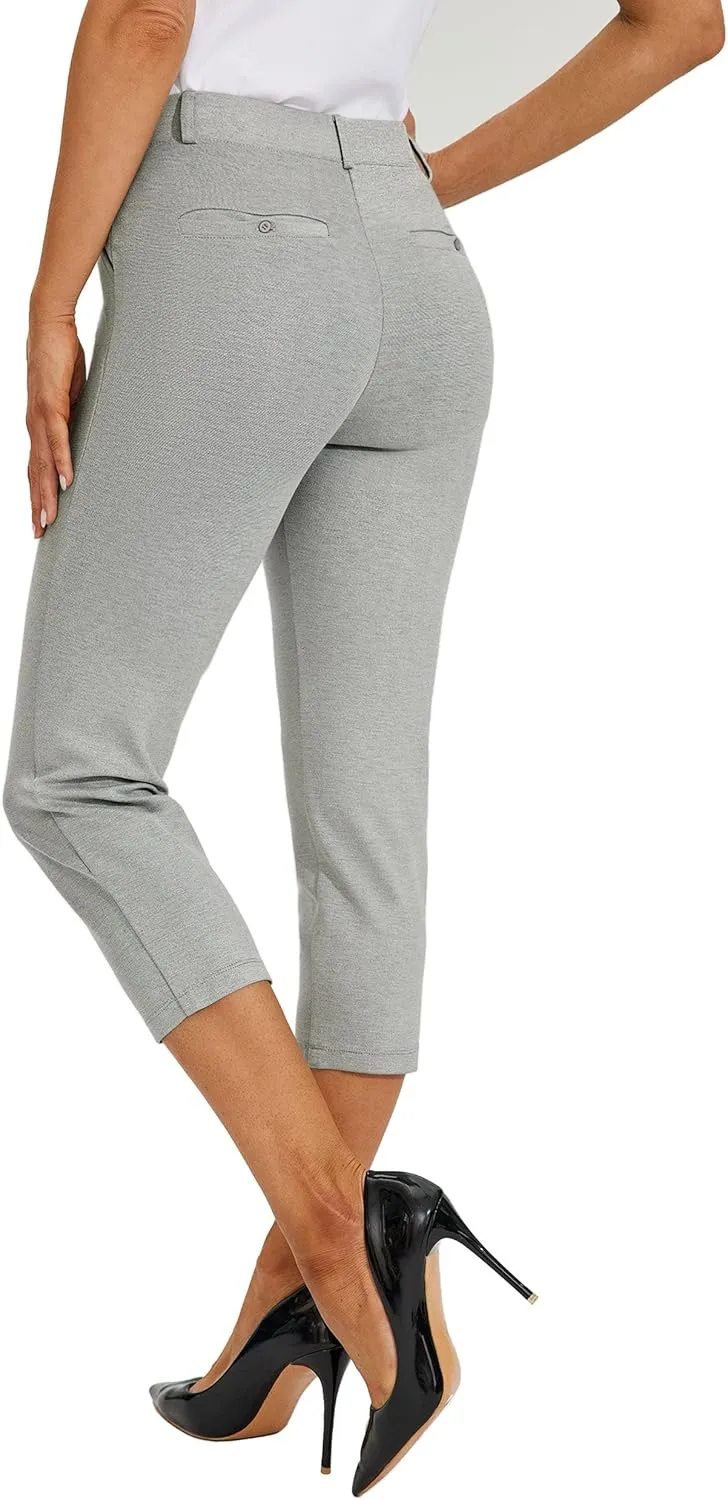 Willit Women's Capri Pants Dress Yoga Work Capri Slacks Stretch Office Business Casual Pants High Waisted 21"