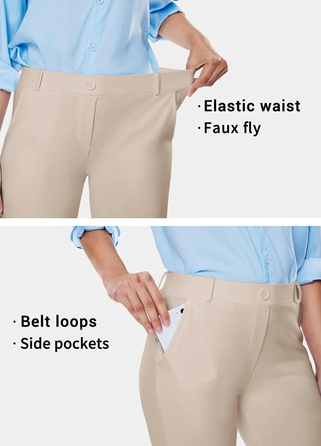 Willit Women's Capri Pants Dress Yoga Work Capri Slacks Stretch Office Business Casual Pants High Waisted 21"