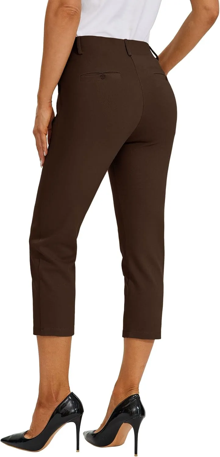 Willit Women's Capri Pants Dress Yoga Work Capri Slacks Stretch Office Business Casual Pants High Waisted 21"