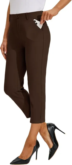 Willit Women's Capri Pants Dress Yoga Work Capri Slacks Stretch Office Business Casual Pants High Waisted 21"
