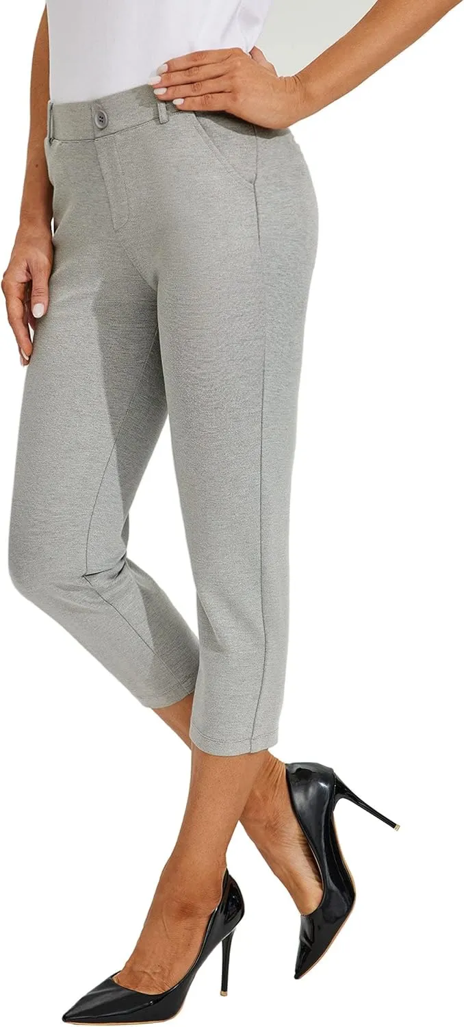Willit Women's Capri Pants Dress Yoga Work Capri Slacks Stretch Office Business Casual Pants High Waisted 21"