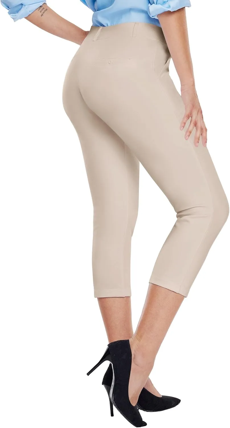 Willit Women's Capri Pants Dress Yoga Work Capri Slacks Stretch Office Business Casual Pants High Waisted 21"
