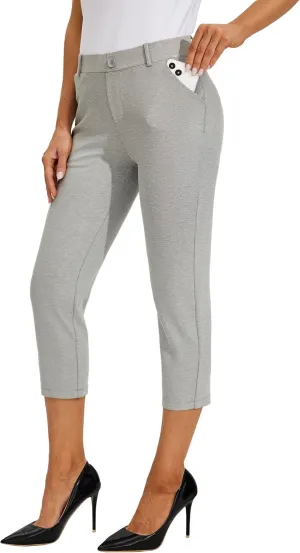 Willit Women's Capri Pants Dress Yoga Work Capri Slacks Stretch Office Business Casual Pants High Waisted 21"