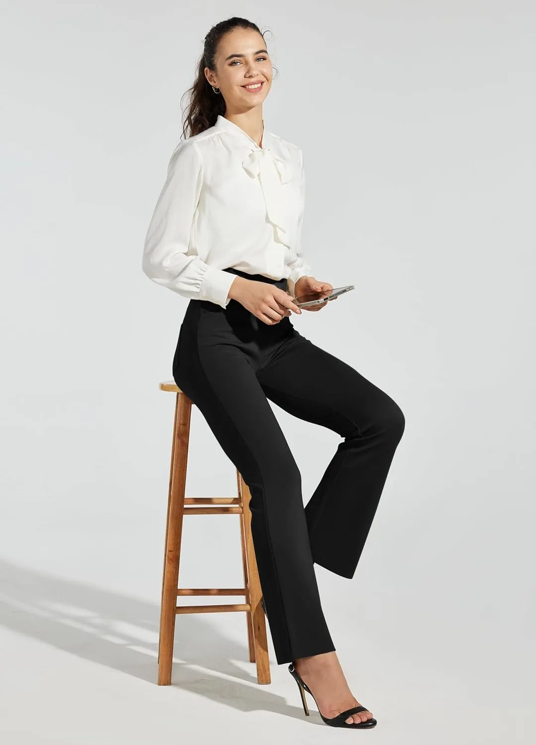 Willit Women's Yoga Dress Pants Bootcut Work Slacks Stretch Office Casual Flare Pants Petite/Regular 4 Pockets 28"/30"